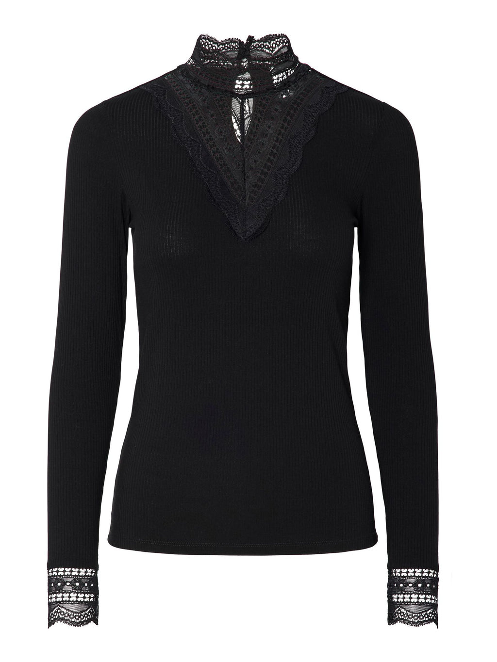  YASELLINA HOGE KRAAG TOP MET LANGE MOUWEN