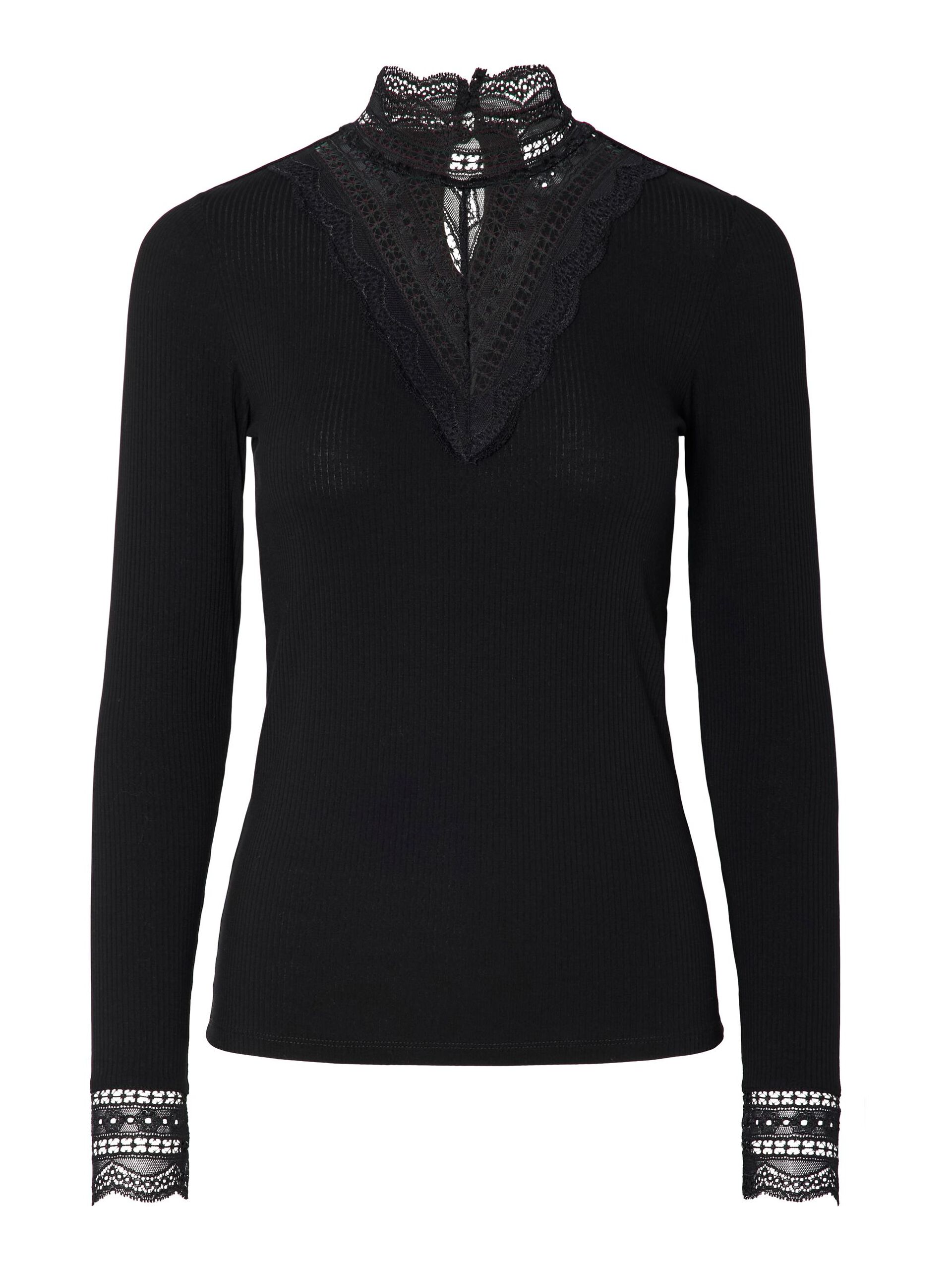  YASELLINA HOGE KRAAG TOP MET LANGE MOUWEN