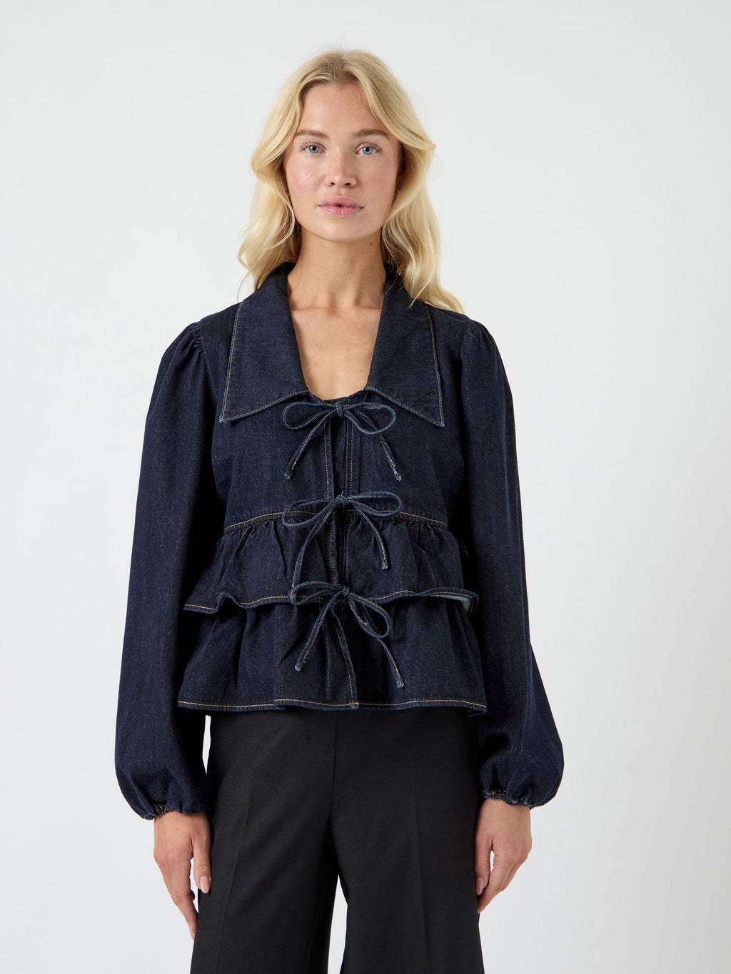  YASCELINA DENIM STRIK TOP