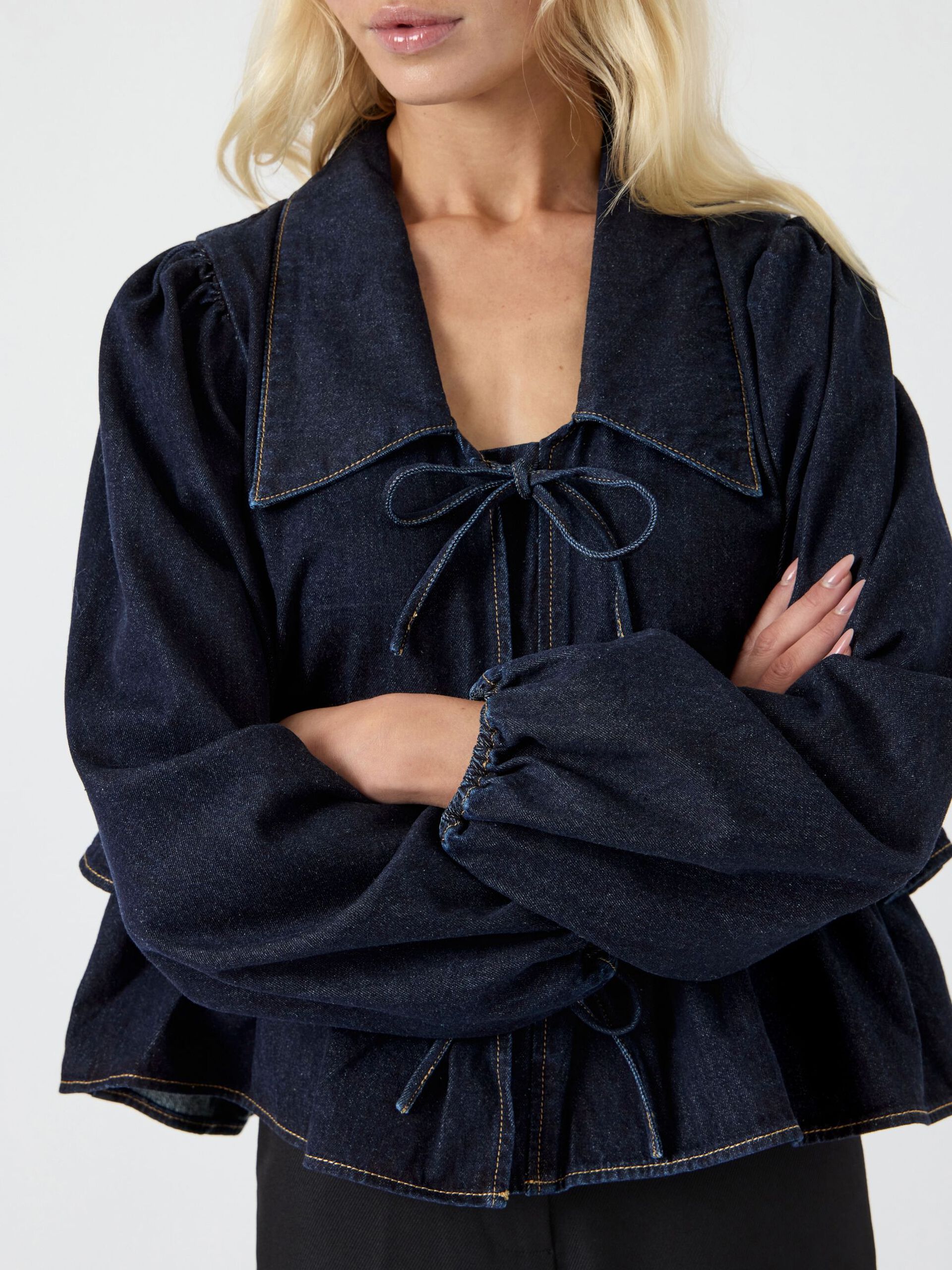  YASCELINA DENIM STRIK TOP