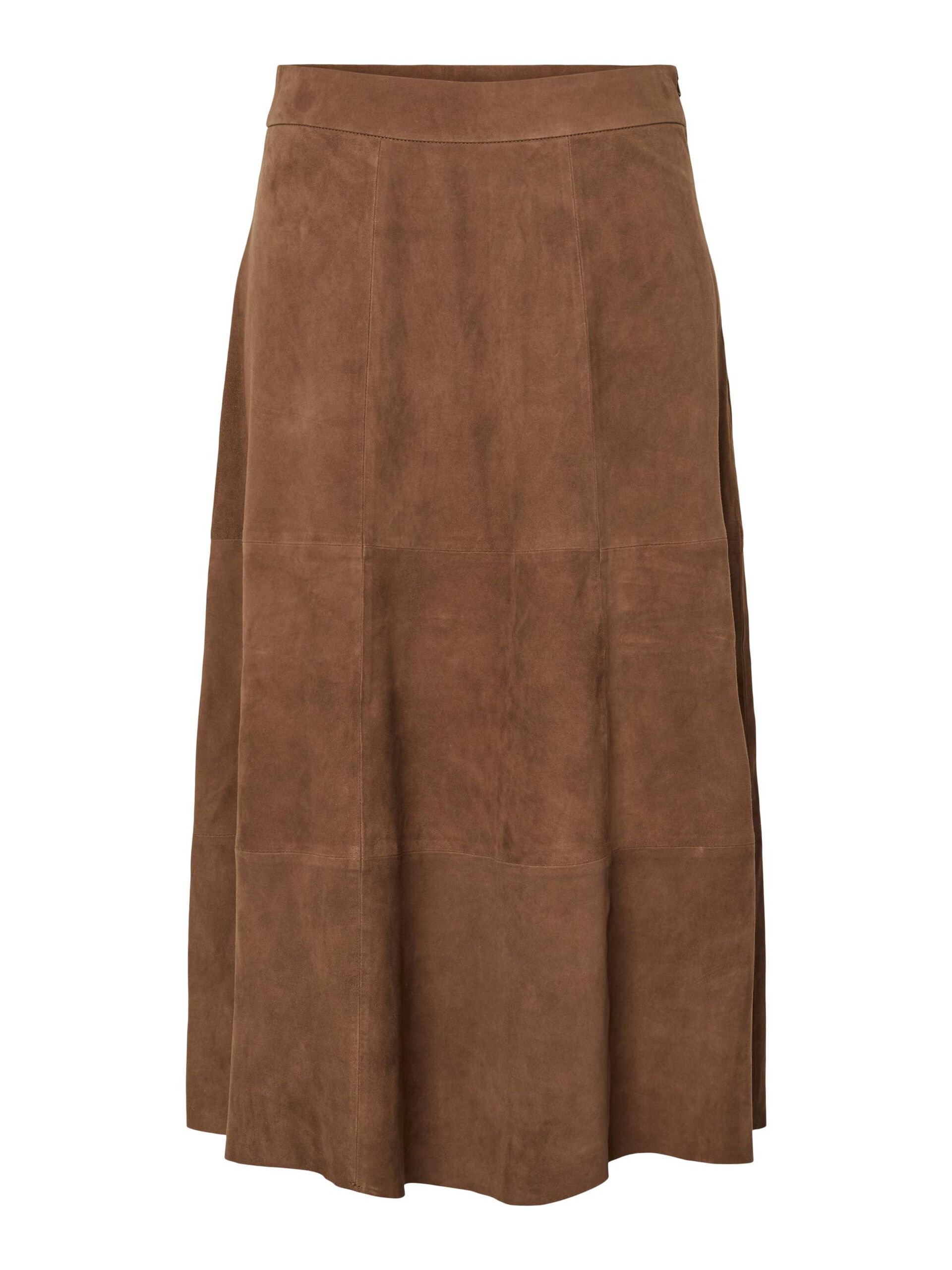  YASPALMA HW SUEDE LEREN MIDIROK