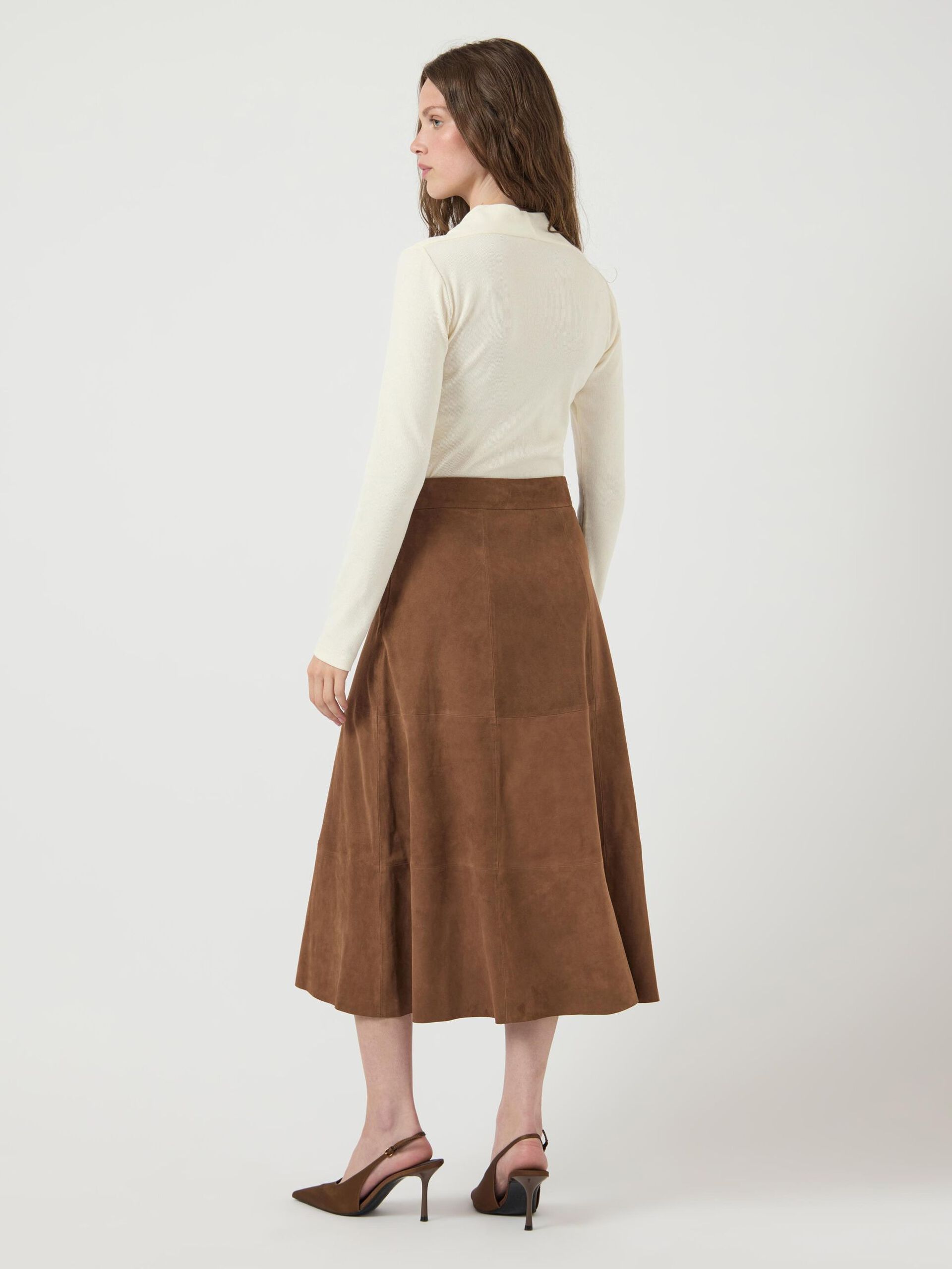  YASPALMA HW SUEDE LEREN MIDIROK