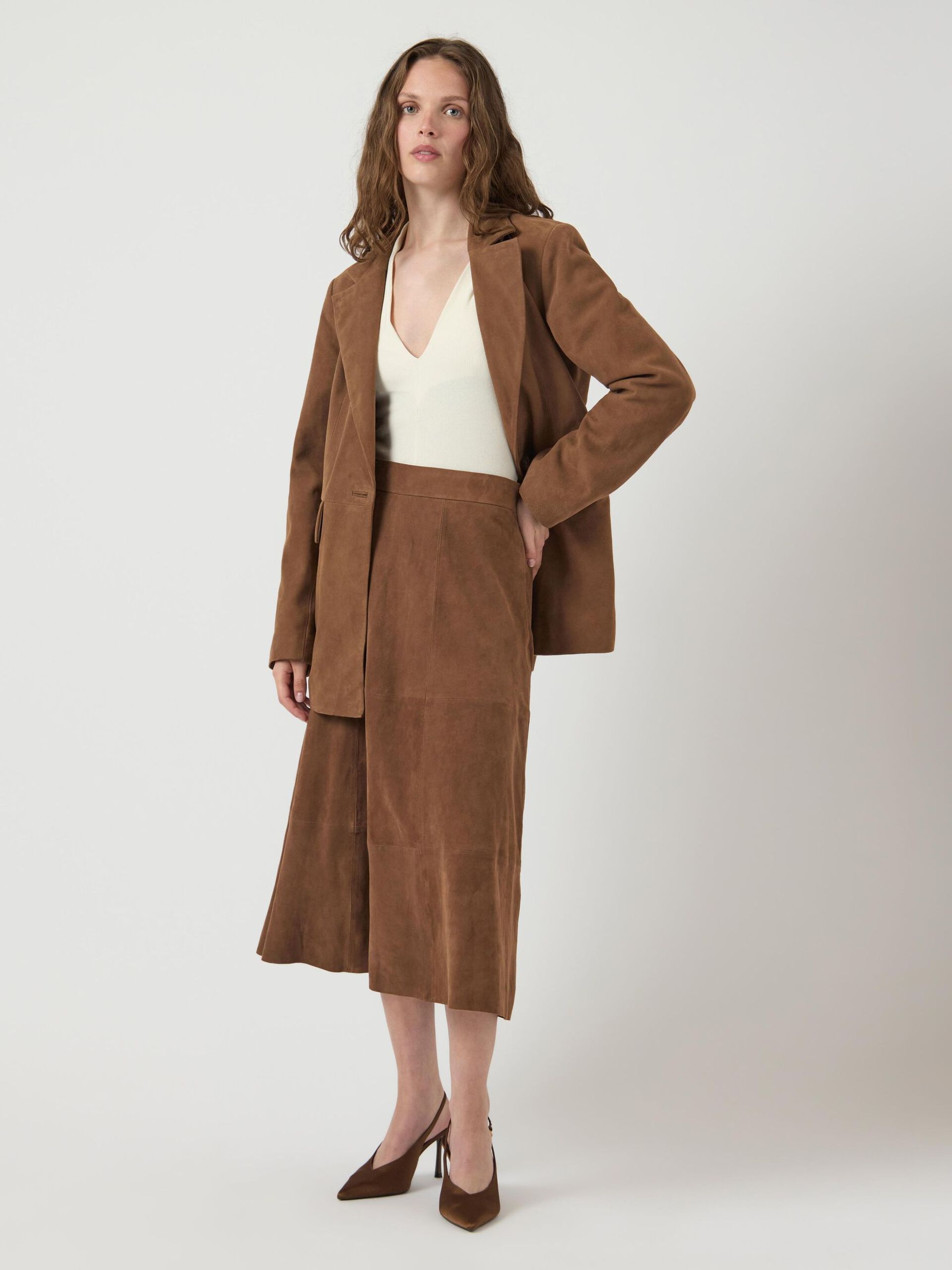  YASPALMA HW SUEDE LEREN MIDIROK